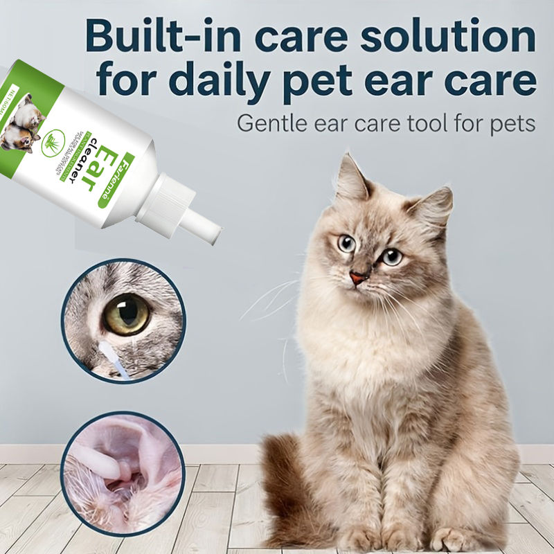 Thumbnail: 60ml Natural Herbal Pet Ear Wash For Dogs Cats Clear Earwax Dirt Mild Daily Home