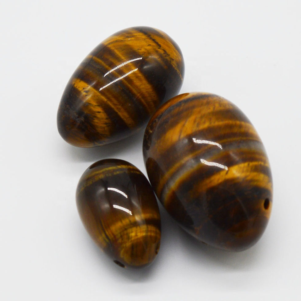 Thumbnail: Tiger Eye Stone Yoni Egg Set for Women's Kegel Exercise and Chakra Healing
