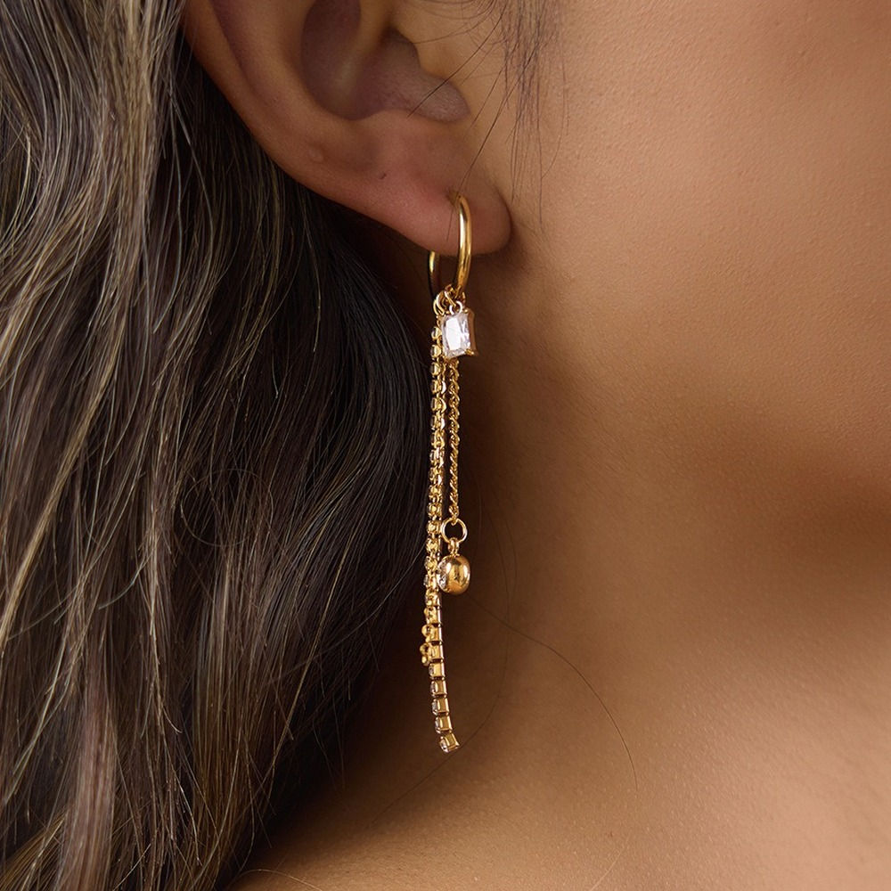 Zircon Tassel Drop Earrings