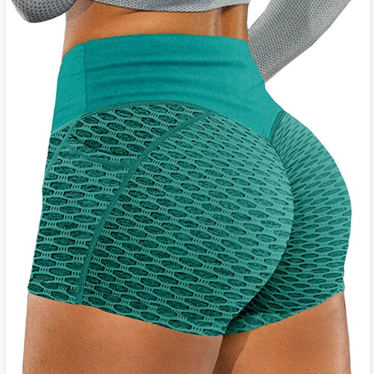 Thumbnail: European and American plus size Honeycomb Yoga Shorts Women's Sports Jacquard Tr