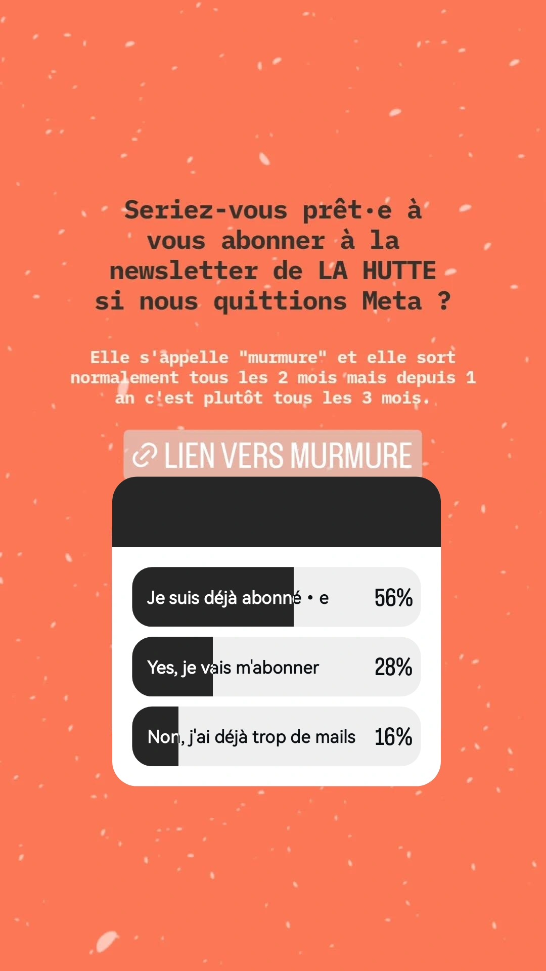 story demandant si les personnes n ou suivraient sur la newsletter si on quittait Meta