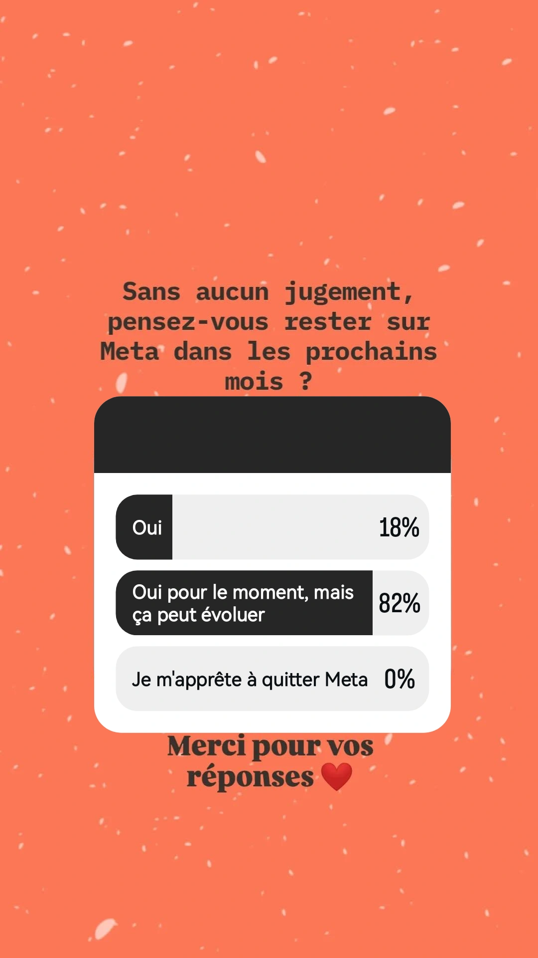 story demandant si l'audience pense rester sur Meta dans les prochains mois