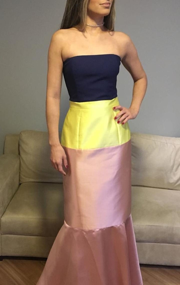 Vestido Longo Sereia Tricolor