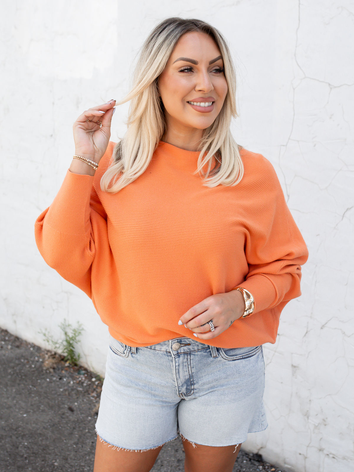 orange sweater front view