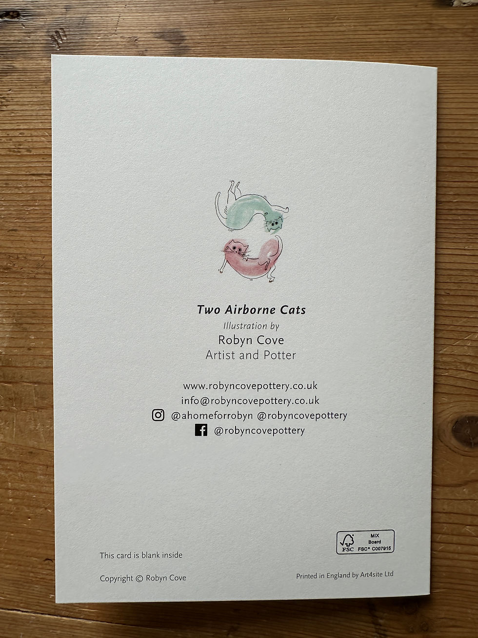 Thumbnail: Two Airborne Cats - Greetings Card
