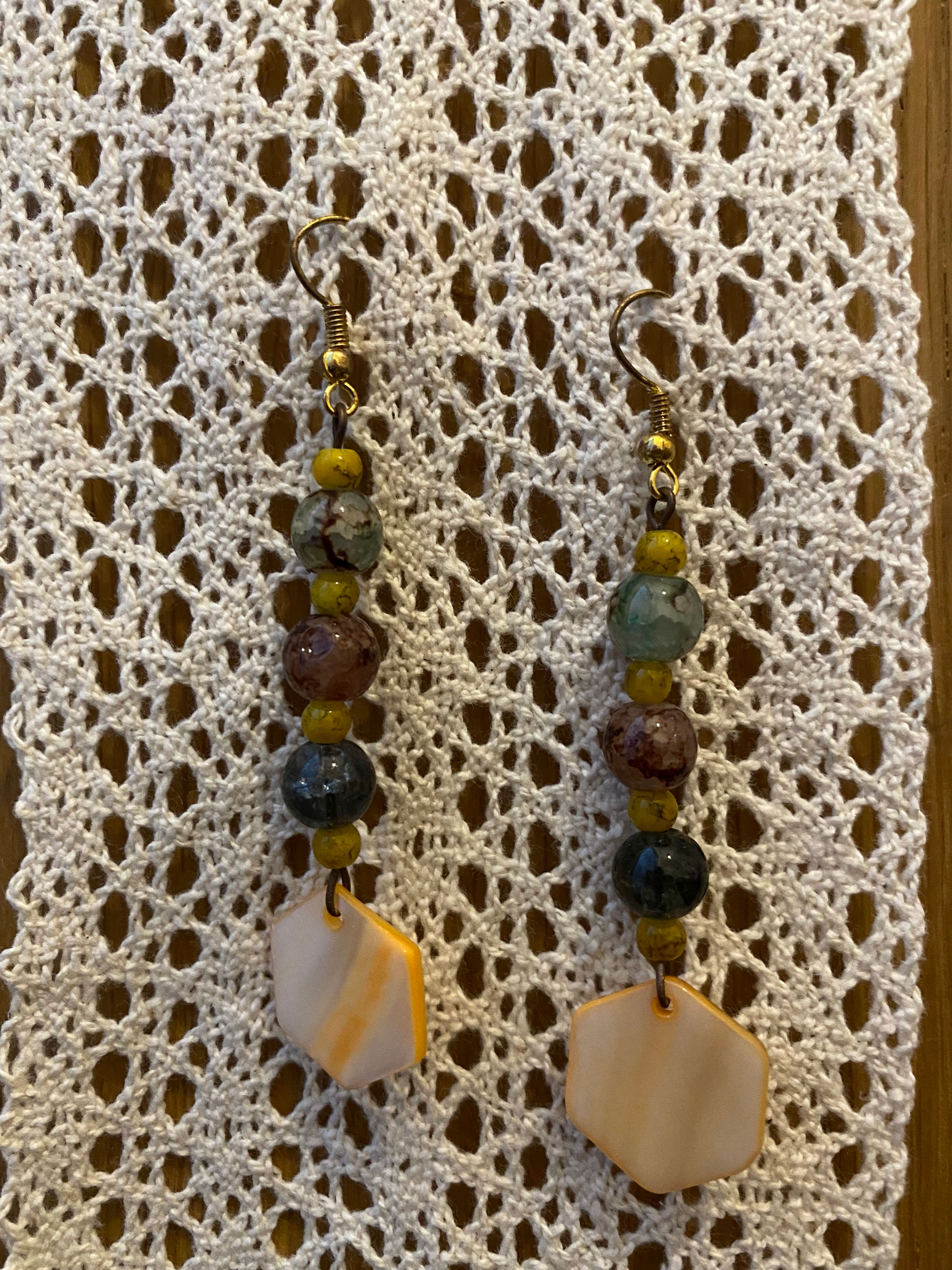 Mother-of-pearls and glass beads