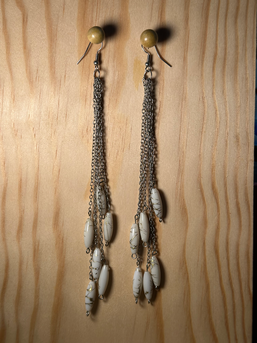 Marble beads and chains (earrings)