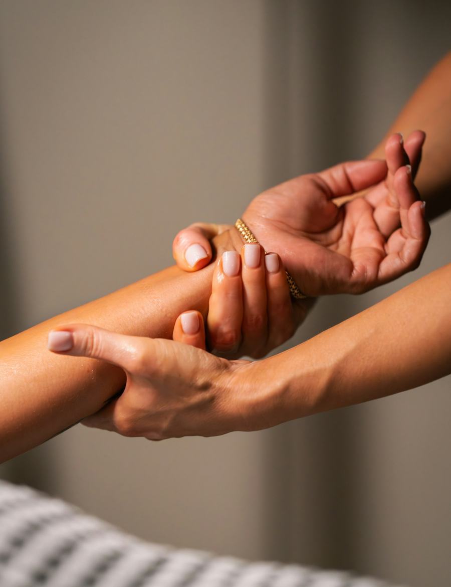 Hand relaxation care during the ritual