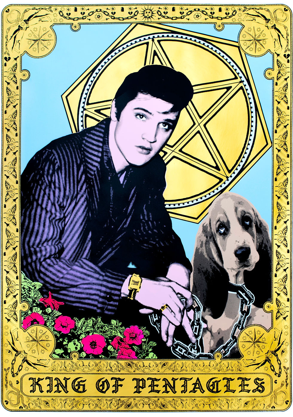King of Pentacles (Elvis) (2022) Signed Original Mixed Media Painting