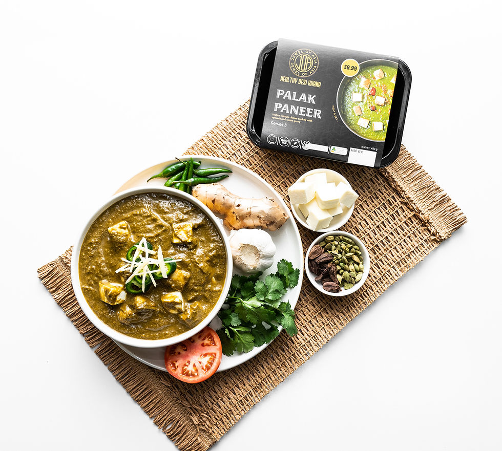 Palak Paneer with ingredients