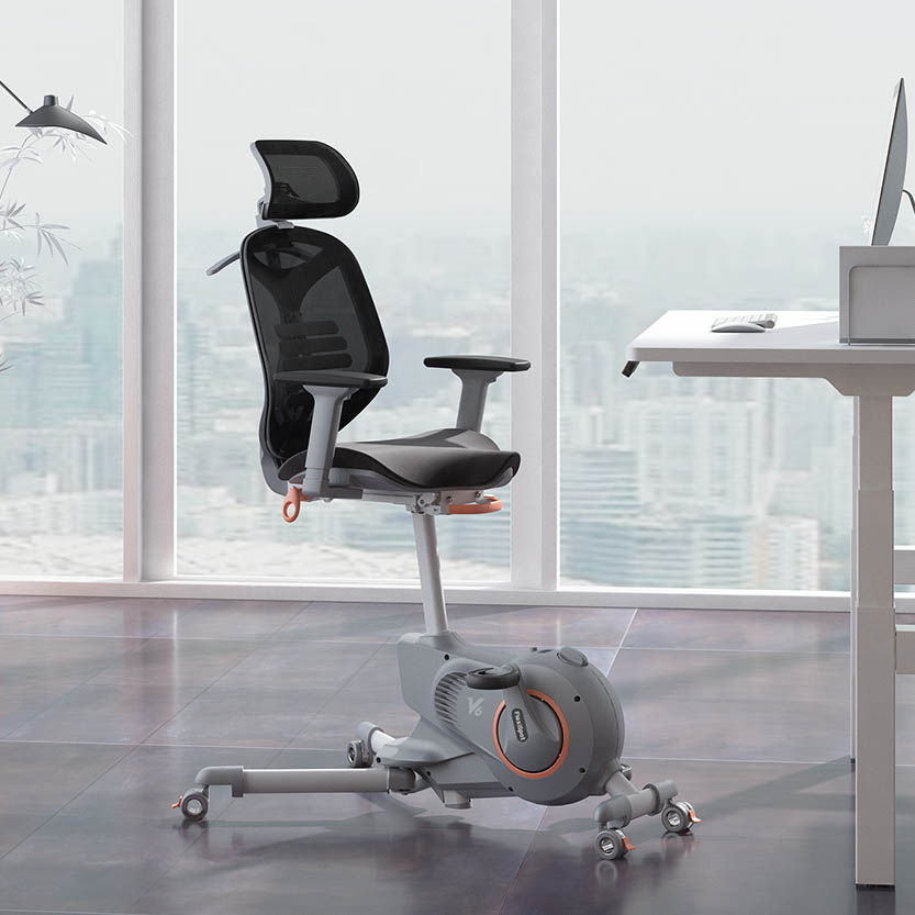Ergonomic Fitness / Exercise Chair with Lockable Casters & Magnetic Flywheel