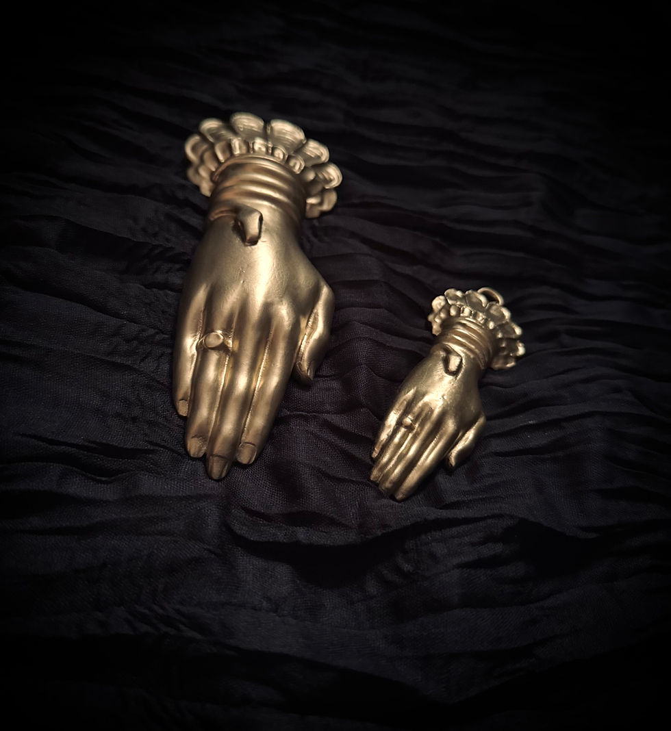 Gold Victorian devotional hands wall plaques