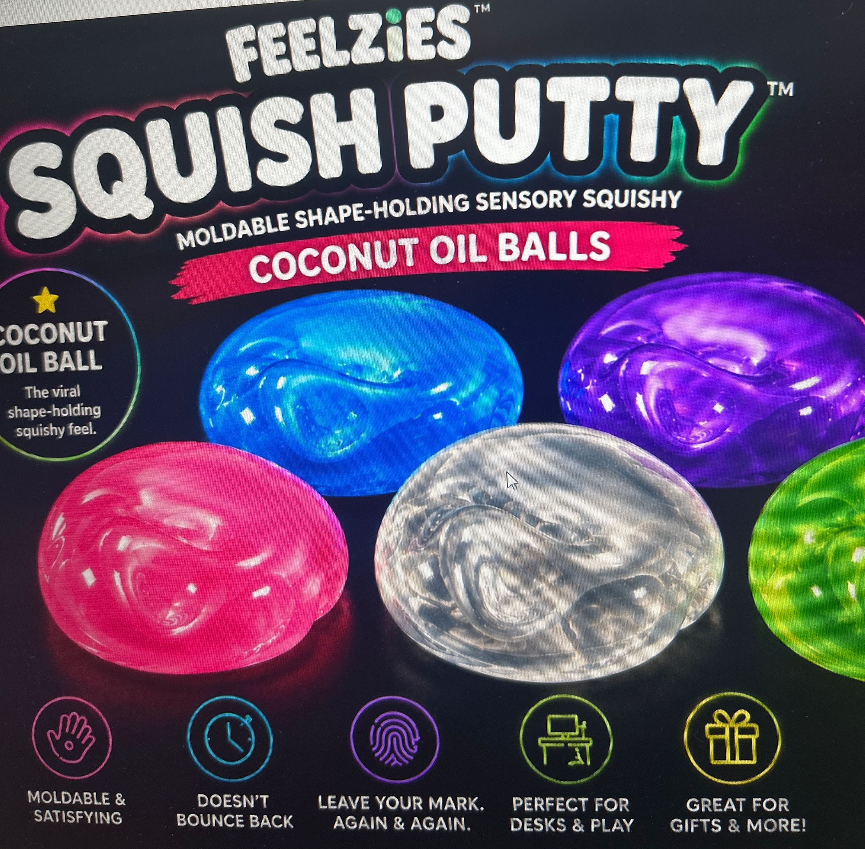 FEELZiES Squish Putty Coconut Oil Balls | Blue Blast