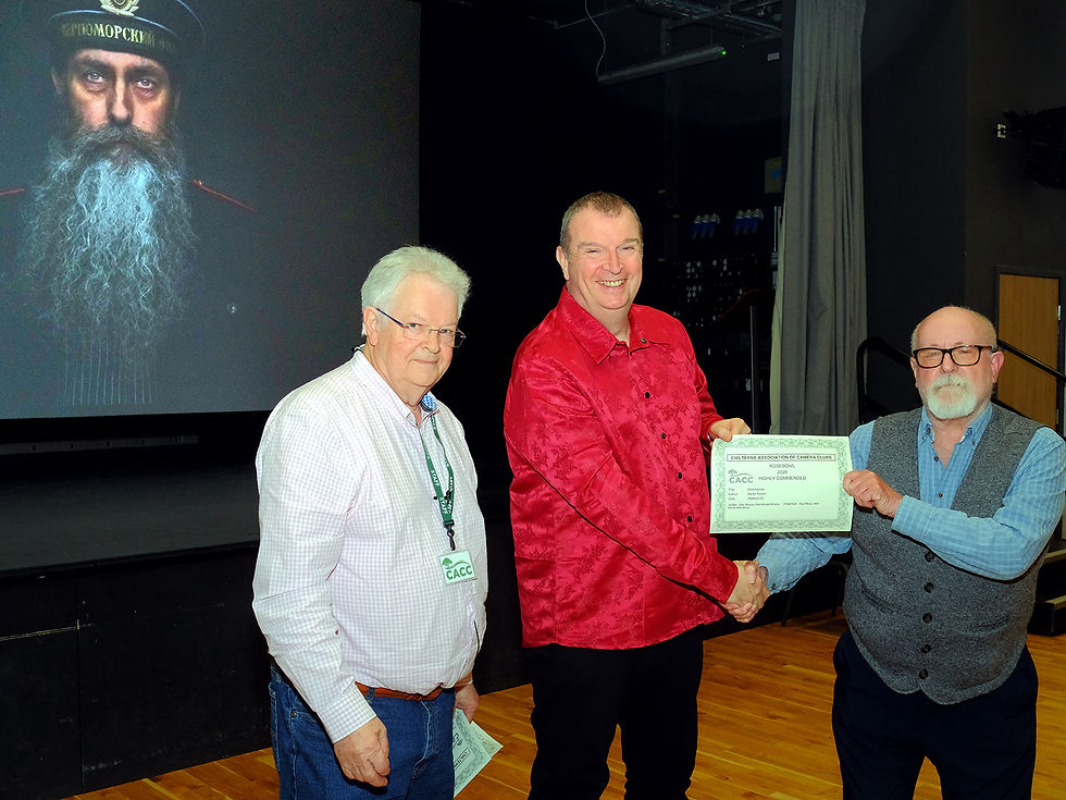 Martin Accepting his award from Colin Harrison and Paul Baker CACC Chairman