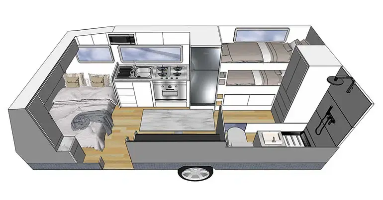 Rebel, 18' - Mid Door, 2 or 3 Bunk