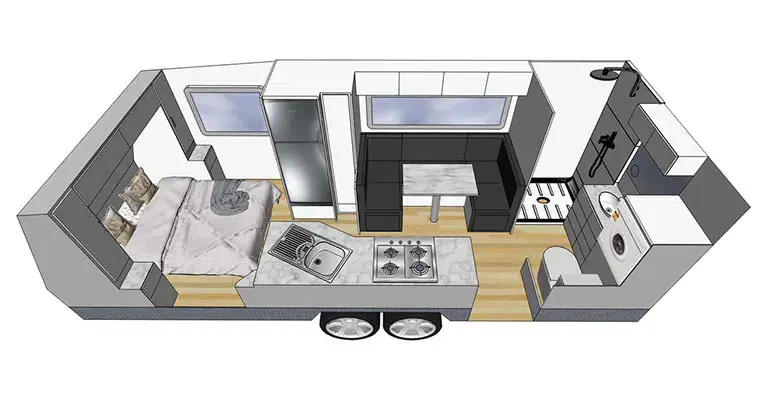Rebel, 20 6' - Rear Door, Angled Kitchen, Dinette