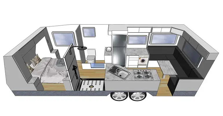 Rebel, 22 6' Rear Door, Angled Kitchen, Rear Club
