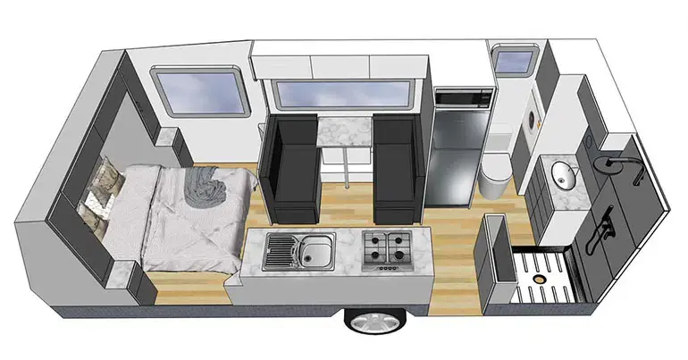 Rebel, 18'6 - Rear Door, Kitchen Awning-side