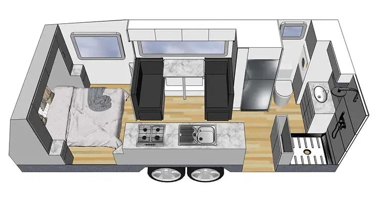 Rebel, 20 6' - Rear Door, Kitchen Awning Side