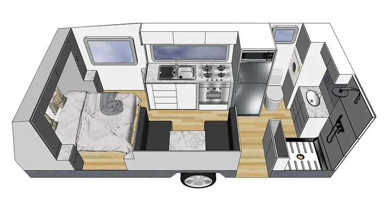 Rebel, 18 6' - Rear Door - Dinette, Kitchen off-side