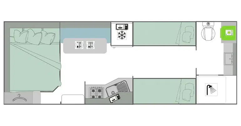 Rebel, 22 6' Mid Door, Angled Kitchen Dinette, 4 Bunk