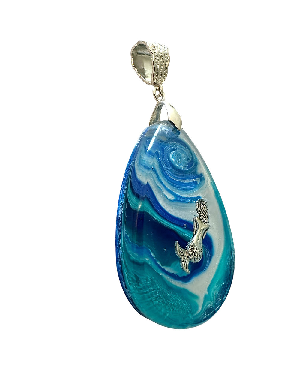 Thumbnail: Mermaid Charm Aqua Blue Large Teardrop