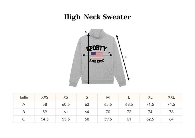 Modèle guide des tailles High Neck Swea