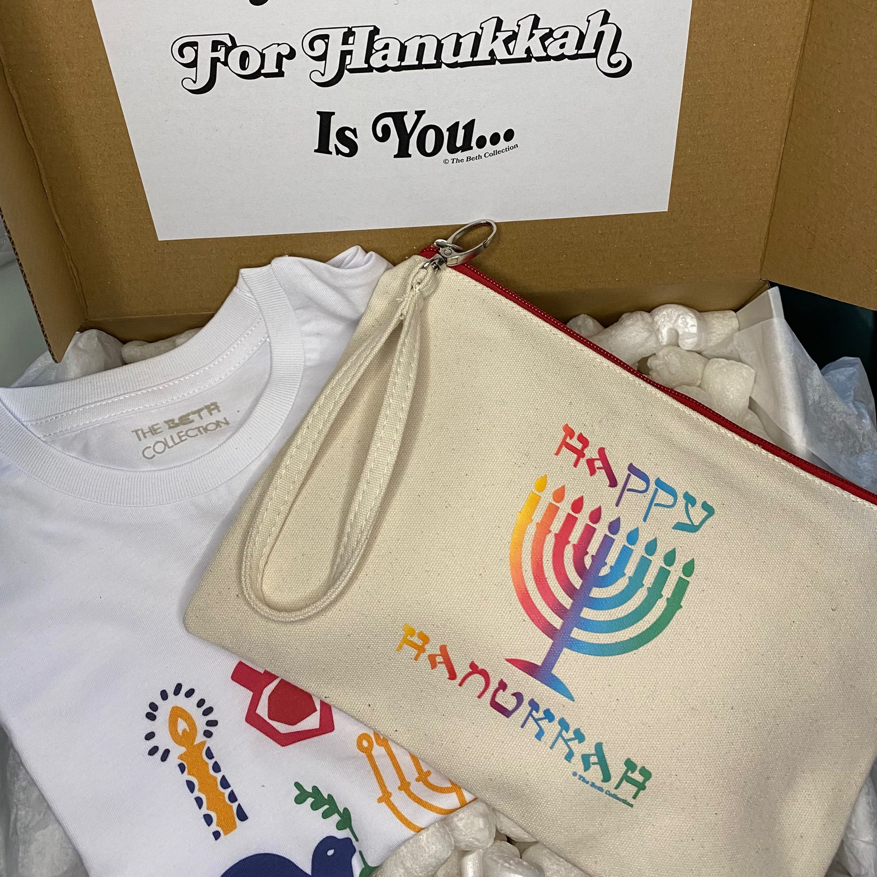 Coffret T-Shirt Hanukkah Kid et Pochette Coton Bio 