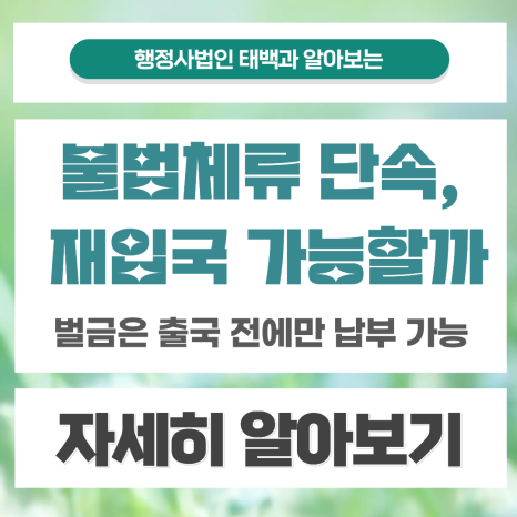 불법체류 단속 출국, 그 후 재입국이 가능할까요? 벌금은 꼭 내셔야 합니다.
