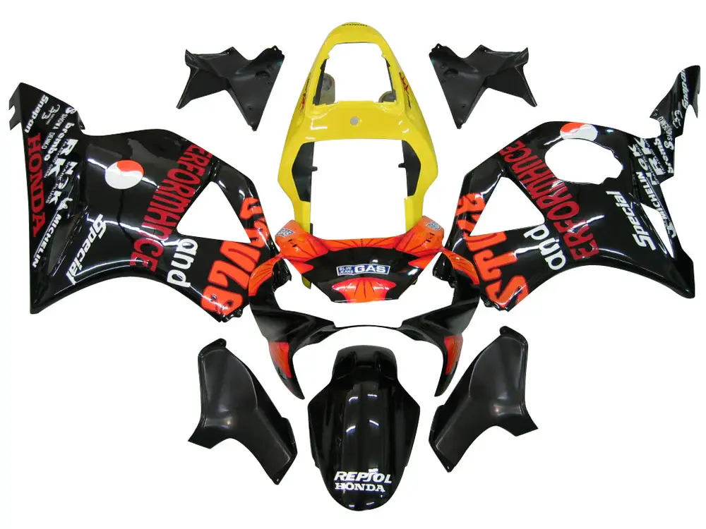 Honda CBR 954 RR 2002-2003 Noir & Carénages jaunes Repsol Moto Racing génériques