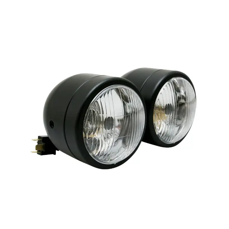 PHARE/OPTIQUE MOTO AVOC DOUBLE DIAM 90 mm LAMPE H4 + FEU DE POSITION EN