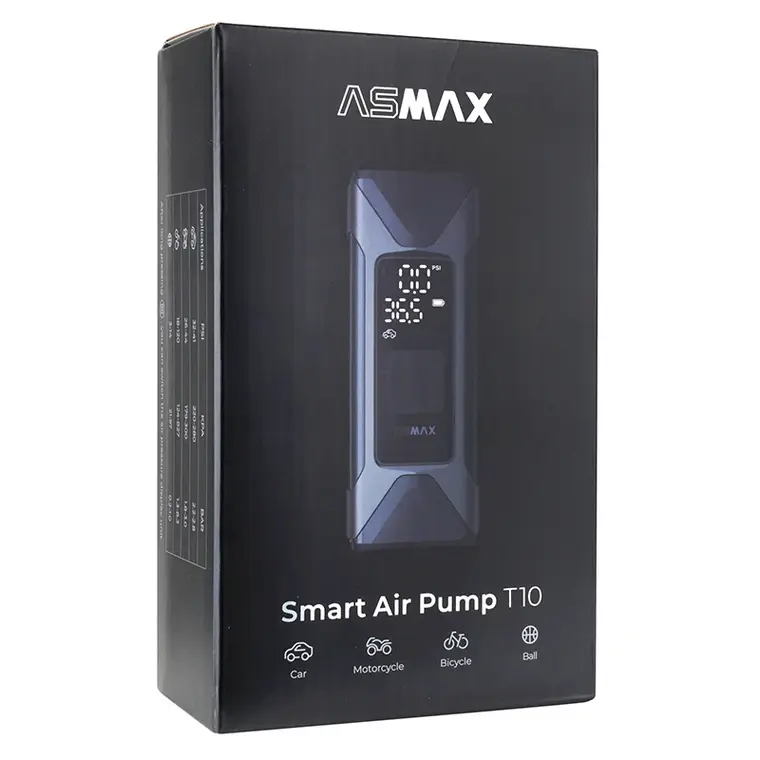 Miniature : COMPRESSEUR/GONFLEUR/POMPE PORTABLE UNIVERSEL ASMAX T10 DIGITAL 160 PSI 11 BARS