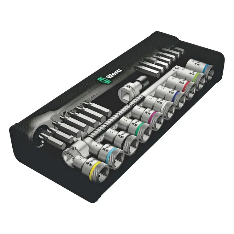 Miniature : CLIQUET WERA 8100 ZYKLOP METAL 1/2 METRIQUE AVEC DOUILLES ET EMBOUTS