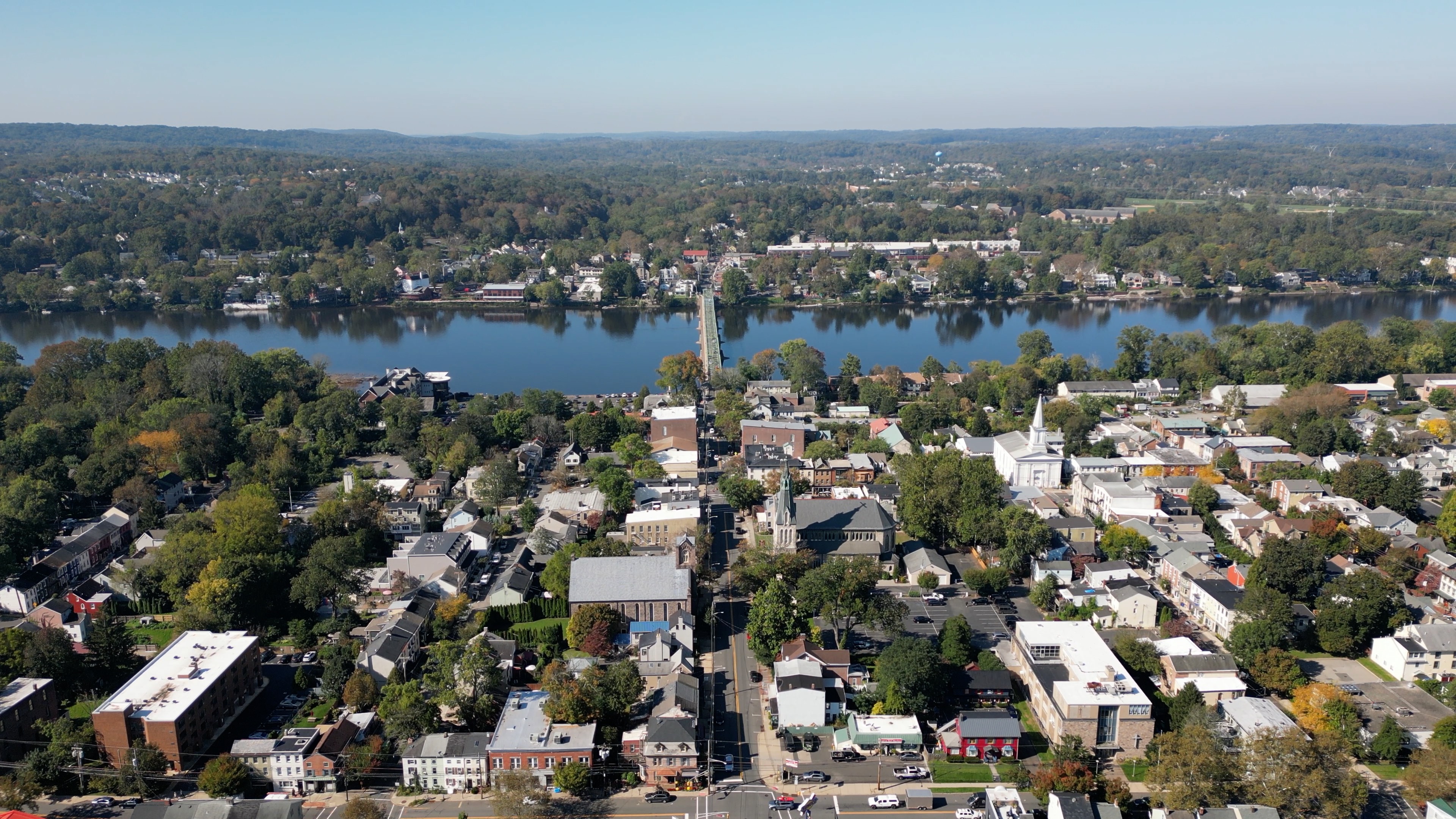 Original ArdeaDrones aerial photograph of Lambertville and New Hope