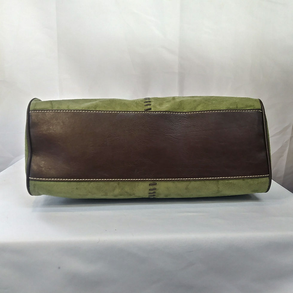 Miniature : Tommy Hilfiger sac à main en cuir brun et suède vert