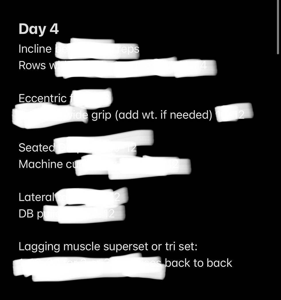 Thumbnail: snippet of an exercise program