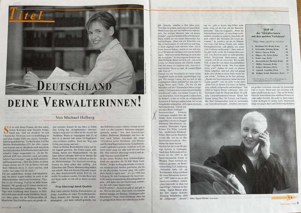 Magazinartikel „DEUTSCHLAND DEINE VERWALTERINNEN!“ mit Frauenporträts