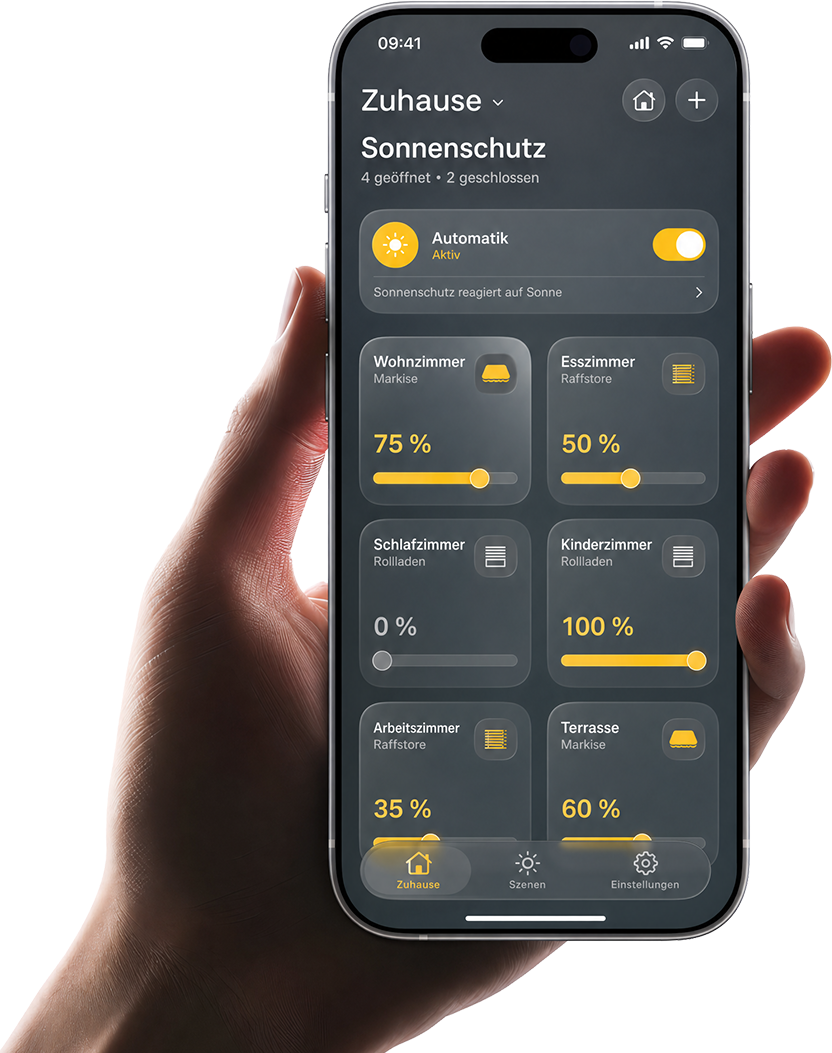 Smart Home App zur Steuerung von Markisen und Sonnenschutz