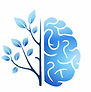 Adaptive Health Psychology logo with a brain on the right side of the image, a tree branch separating the brain hemispheres, and leaves growing from several branches on the left side.