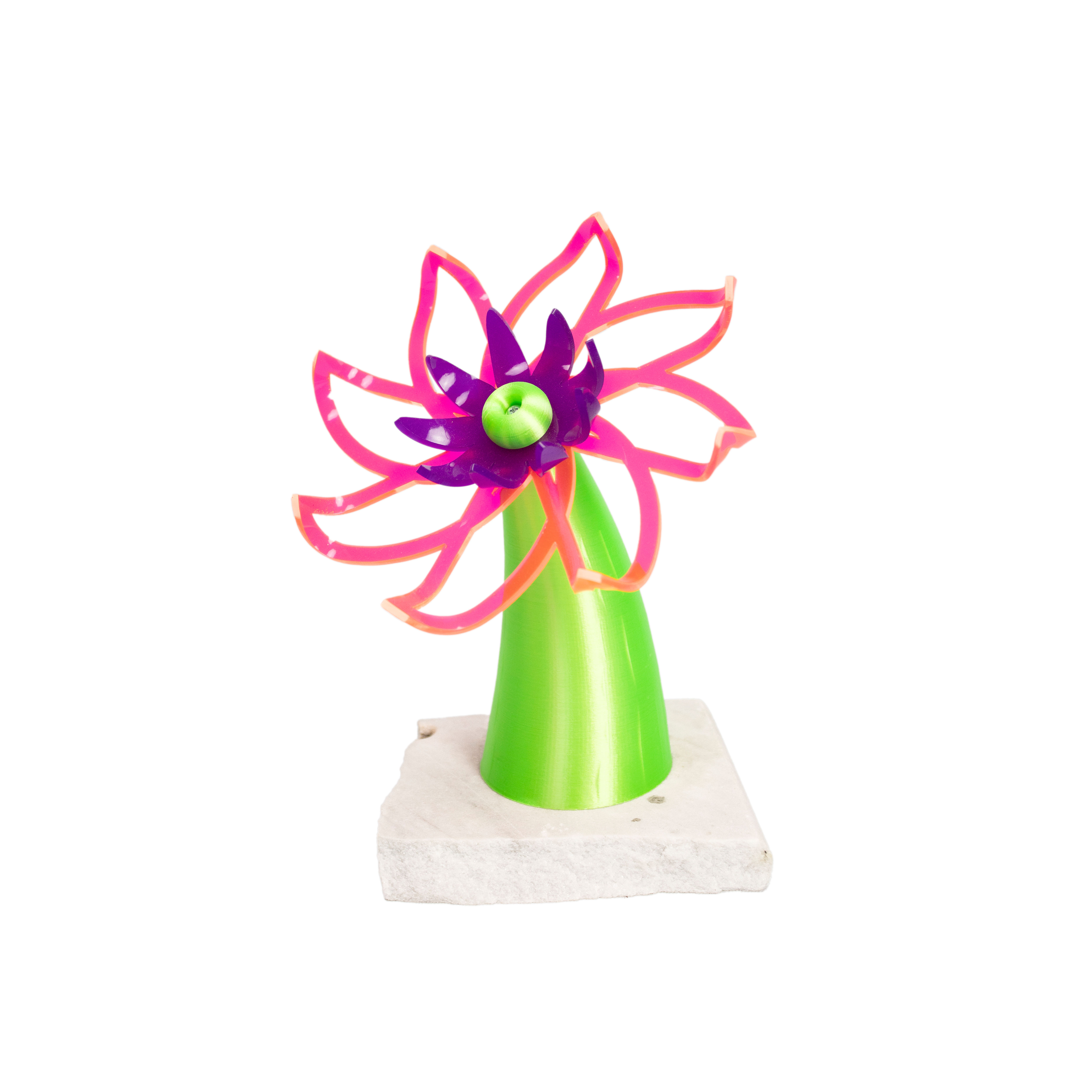 Affable Automaton Big Red and Purple Flower on Marble