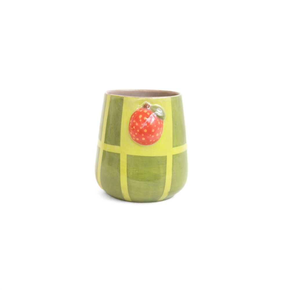 Thumbnail: Unpopular Pottery Rattle Cup Strawberry and Green