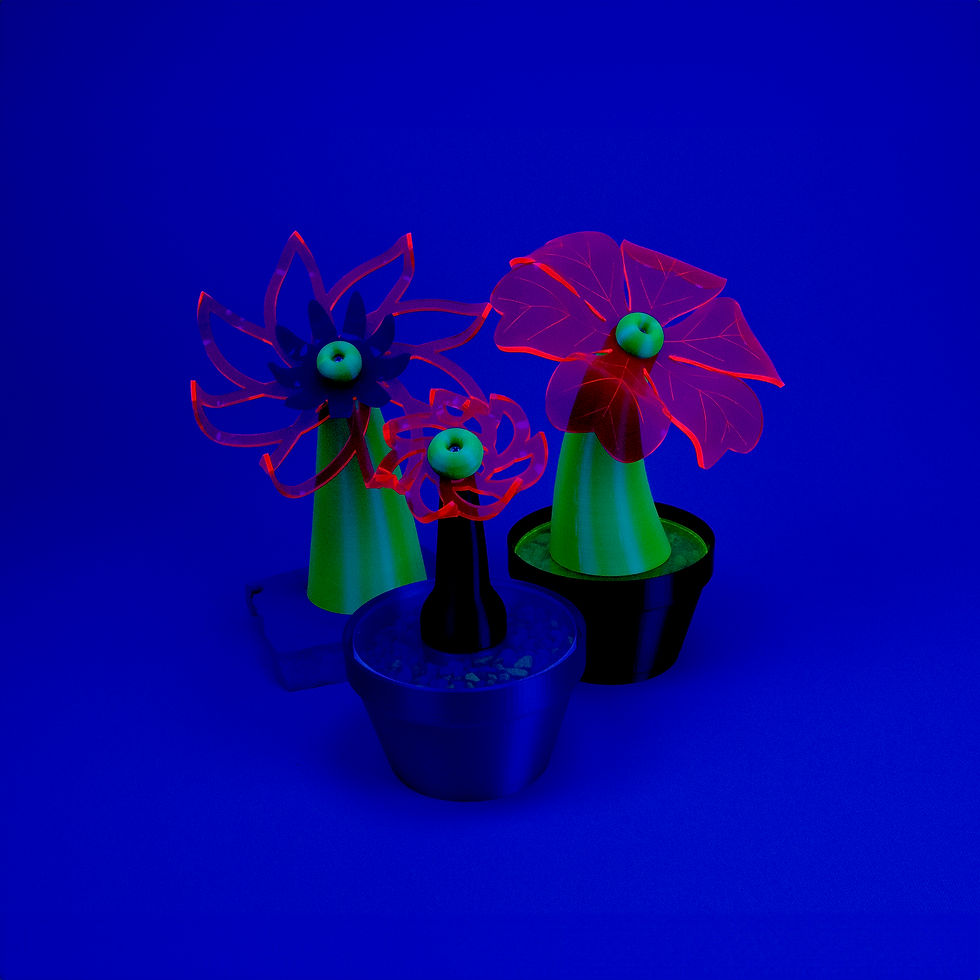 Thumbnail: Affable Automaton Big Red and Purple Flower on Marble