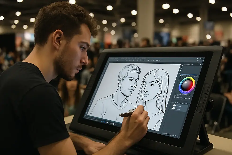 Onde posso contratar caricaturas digitais ao vivo no Rio de Janeiro?