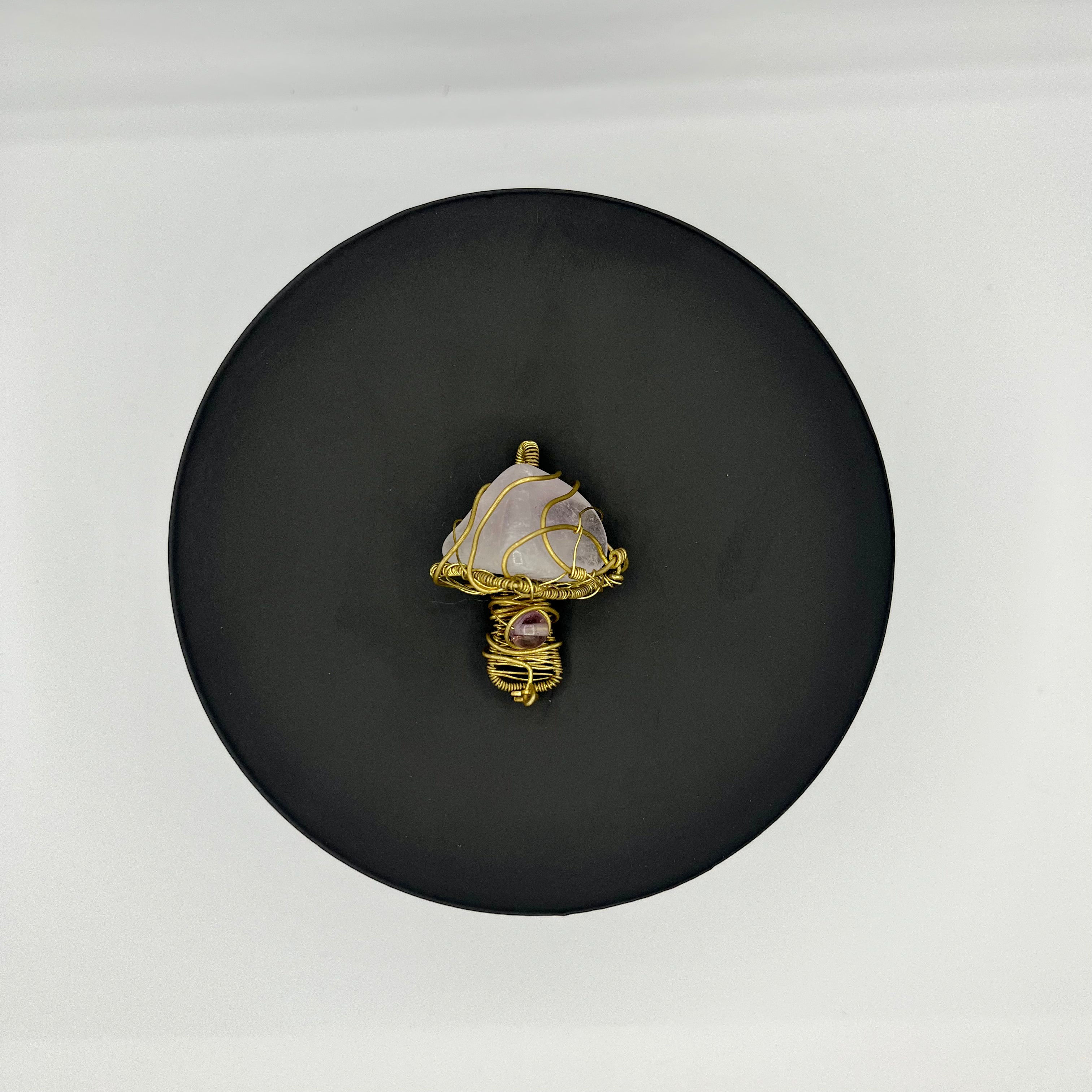 Amethyst and Fluorite Mushroom Pendant