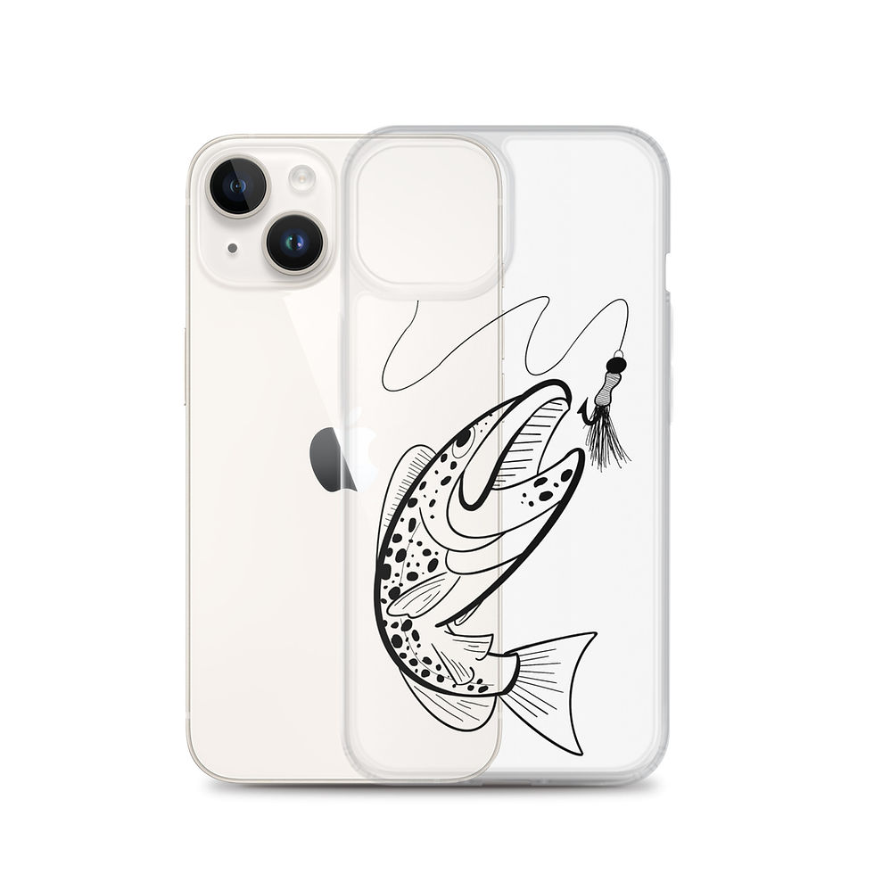 Thumbnail: Fly Fishing Trout Illustration iPhone Case