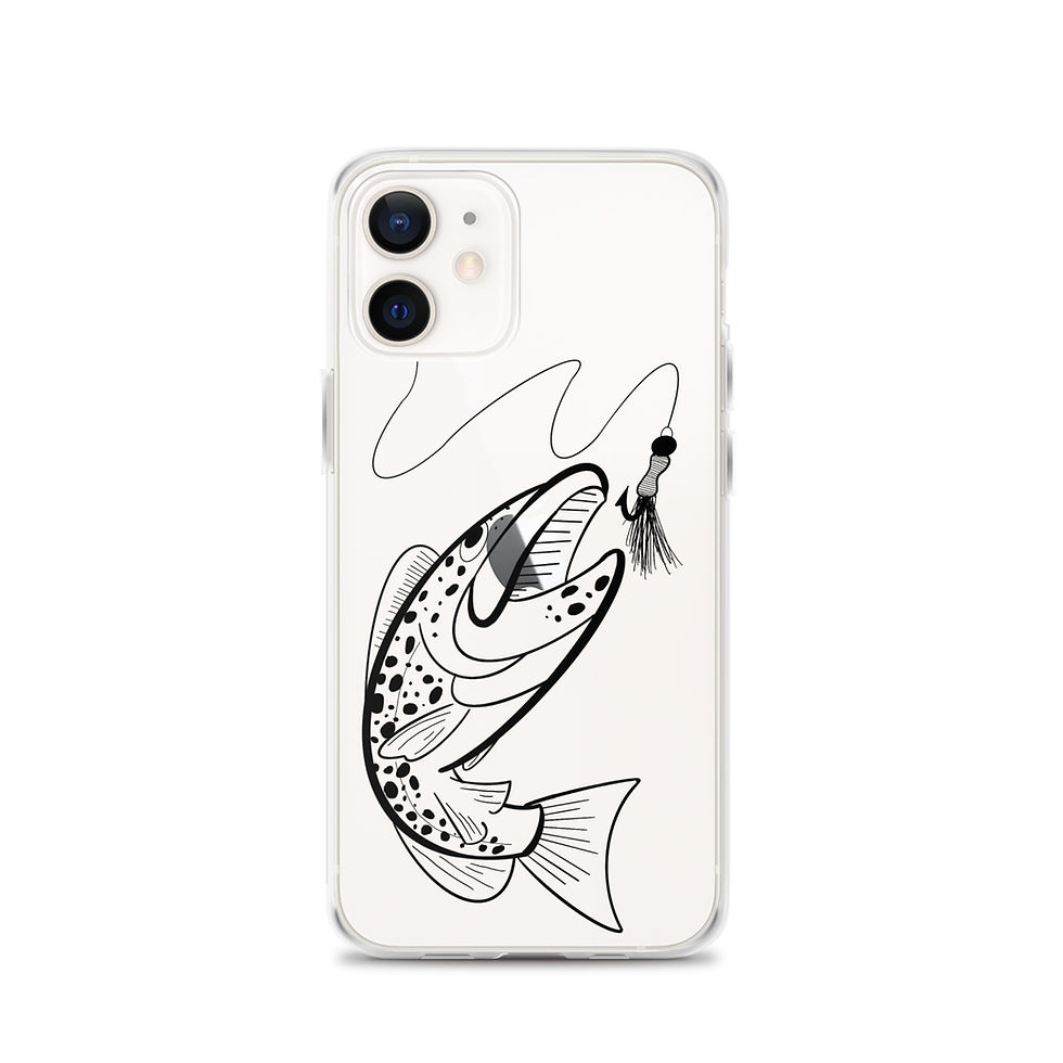 Thumbnail: Fly Fishing Trout Illustration iPhone Case