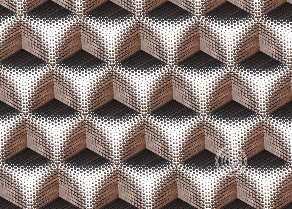 Example of 3D art by Michael Karlovich. Keywords: 3D, 3D art, Recursia, Michael Karlovich, Pattern, logo, science, geometry, math, recursion, Recursia Studios, Perception, illusions, vison science