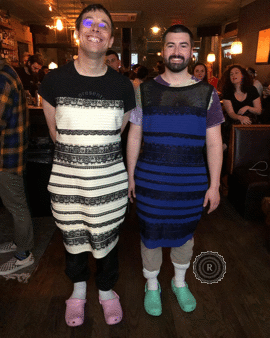 Me and Dr.Pascal Wallisch giving a presentation on #the Dress and our Crocs and Socks illusion