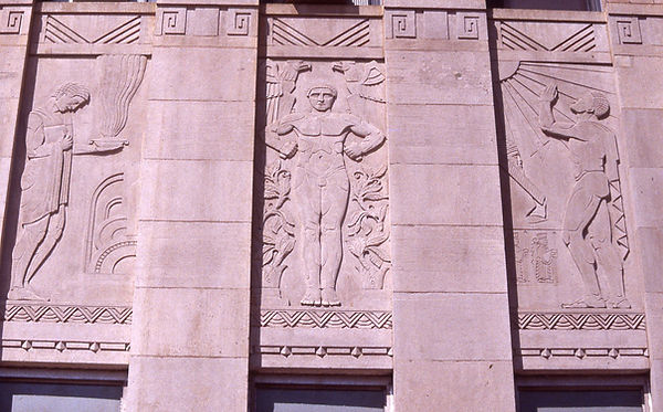 Lawson YMCA bas relief, Chicago, United States. Photo: Chicago Art Deco Society