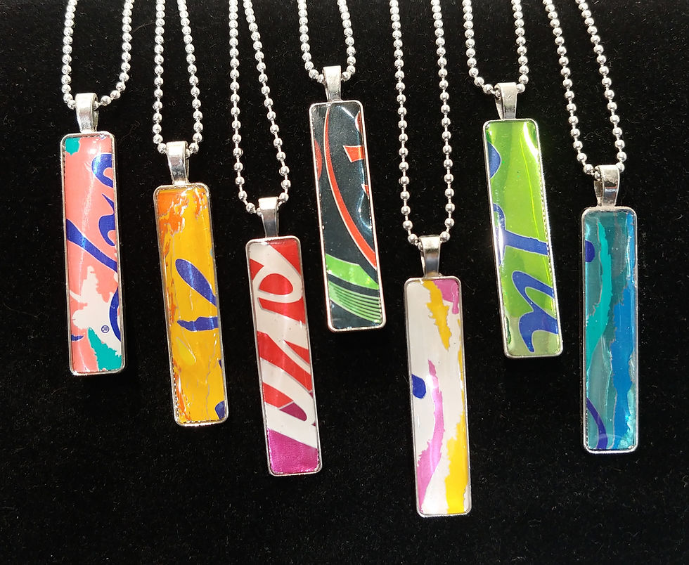 Recycled Aluminum Can Resin Pendants